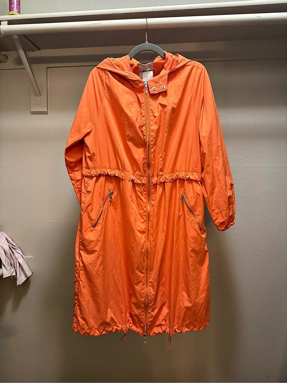 27 Quai de Seine Paris Orange Hooded Longline Coat Size 38 Like New